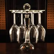 Elegant Desktop Crystal Glass Stemware Rack/Rotate 8 Wine Glass Storage Holde...