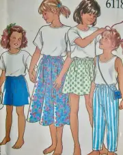 New Look Pattern 6118 Pull-on SKIRTS PANTS SHORTS Child's Sizes 3-4-5-6-7-8-9-10