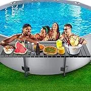 Hyperzoo Pool Bar, Swim Up Bar for Above Ground Pools, Balcony Bar Table, Fits 4.5Inch or Less Top Rail, Black, 49x9in Table Top
