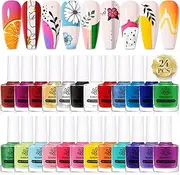 BORN PRETTY 6ml Nail Art Stamping Polish Candy Color Manicure Plate Printing Lacquer Varnish 25 Colors Set