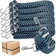NOLITOY 6 Pcs Extra Long Adjustable Bungee Cords with Metal Hooks for Luggage Camping Gear and Outdoor Activities Heavy Duty Elastic Straps for Secure Travel and Moving