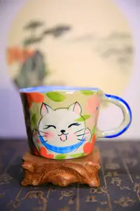 在飛比找Yahoo奇摩拍賣-7-11運費0元優惠優惠-【二手】杯子咖啡杯vintage 日本中古日瓷手繪柴燒釉下彩