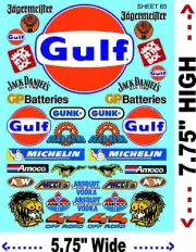 CLEAR VINYL Sticker Gang SHEET 65-R/C MODEL Decals 1/12-1/10