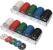 LHTHT 200 Pieces Poker Chips, Poker Box, Poker Set, 5 Colour counters. Poker Chips with Nominal Value, which are Used in Poker Games