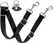 Double Dog Lead Coupler, Double Dog Lead, Dual Double Dog Adjustable Splitter Lead Durable Walker Trainer Leash, Perfect Leads for Walking 2 Dogs, Black