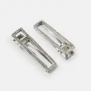 Silver Tone Sparkle Side Hair Clips