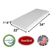 FoamRush 22" x 34" High Density Upholstery Foam Seat Cushion Medium Firm USA