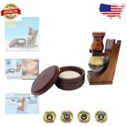 Elegant Wood Shaving Kit with Synthetic Brush and Stand - Classic Grooming