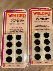 Vtg Velcro Self-gripping Fasteners 4 Sets Style 350 Black Snaps Dots Hook Loop
