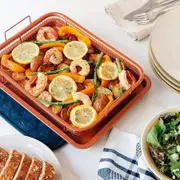 Copper Crispy Pan, Deluxe Air Fry in Your Oven,Baking Pan (Rectangle)