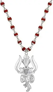 [Mahi] Lord Shiva Trishul & Damroo Pendant and 24 Inch Chian for Men (PAPS1101894PR)