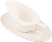 HOLIDYOYO Ceramic Dressing Boat with Saucer Elegant Sauce Jug for Milk Gravy Salad Dressing and Sauces for Restaurants and Family Gatherings Spill Resistant Design