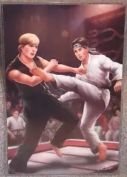 Karate Kid Daniel Larusso vs Johnny Glossy Print 11 x 17 In Hard Plastic Sleeve