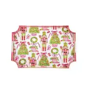 Jaye's Studio CHRISTAMS TREES RIBBONS BOWS NIB PINK MULTI TRAY BAR /SERVING