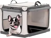 A 4 Pet Dog Crate, 26Inch Foldable Dog Travel Crate for Small Dogs and Cats, Lightweight Puppy Crate with Adjustable Steel Frame and Washable Fabric Cover, Space-saving Design, Grey