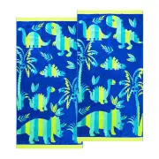 Renee Taylor Jacquard Velour Dinosaur Kids Beach Towel 2 Pack