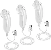 XiQiDianr Nunchuck Controller, 3 Pack Nunchuck Controller Replacement for wii Nunchuck Controller Joystick Gamepad, Compatible with Nintendo Wii & Wii U Console (3PCS White)