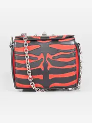 Red & Black Leather Chainlink Bag