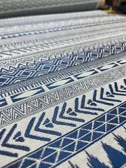 4 yd Knoll Holbrook Ethnic Stripe Indigo Blue Upholstery Fabric K19285 H