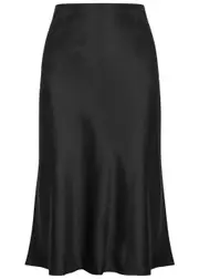 Vince Hammered Satin Midi Skirt - Black - XL (UK 16 / XL) XL (UK 16 / XL)