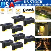 8PCS Solar LED Deck Lights Outdoor Waterproof Lamp Warm White Stairs Fence Lamps