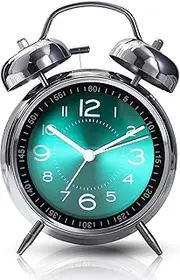 Super Loud Alarm Clock for Heavy Sleepers,4 inches Twin Bell Alarm Clock with Backlight,Battery Operated,Silent Non Ticking,for Kids,Adults,Bedrooms,Retro Decor Desk Analog Clocks. (Green)