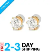 Magnetic Zirconia Stud Earrings, Steel, 8MM Non-Piercing Clip On for Adults