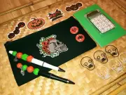 Halloween - Pumpkin Skull Theme Gift Set - Custom Patched Pouch - Office Edition