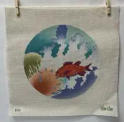 Dede's PORTHOLE VIEW Hand Painted Needlepoint Canvas 8.25” FREE SHIPPING