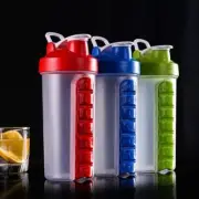 2 IN 1 Water Bottle With Daily Pill Box Organizer 7Grids Medicine Box Outdoors