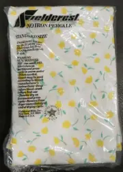 VTG FIELDCREST Standard PILLOW CASE with Ruffle White YELLOW TULIPS Cottage