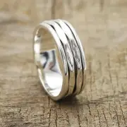 925 Sterling Silver Spinner Ring Solid Fidget Ring for Anxiety & Stress Relief