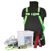 Roofer Fall Protection Kit 5-piece Reusable OSHA ANSI compliant Harness Rope New
