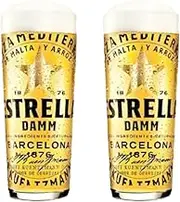 Laurie's Pub and Bar Accessories Estrella Damm Beer Pint Glasses, Set of 2