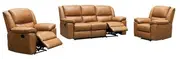 EL Simoca 3 Seater + 2 Single Seater Leather Recliner Lounge Set