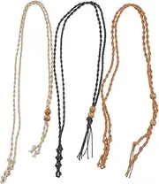 [Beatifufu] 3Pcs Crystal Necklace Holder Rope Woven Netted Cage Cord for Stylish Pendant Display Durable and Chic Accessory for Jewelry Organization