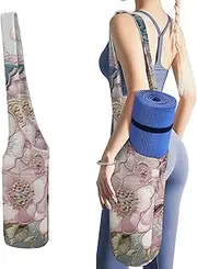 JKLQWH Beautiful Butterfly Pattern Printed Yoga Mat Bag Long Tote with Pockets for Your Yoga Accessories Exercise Yoga Mat Carrier Holder Multi-Functional Storage Bag Holds Most Pilates Mats