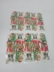 Uncut Vintage 50s Victorian Style Christmas Santa Clause Scrap Die Cuts Germany
