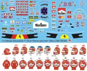 1/12 Decals for Michael Schumacher F1 Figure Driver years 1996 to 2006 TBD389
