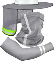SATINIOR 3 Pcs Sun Hard Hat High Visibility Full Brim Mesh Neck Sunshade Strap