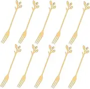 GANAZONO 10Pcs Mini Forks Elegant Stainless Steel Tasting Stirring Forks for Fruit Appetizer Cake for Parties Picnics and Home Use