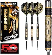 RED DRAGON Golden Eyes Tungsten Professional Darts Set with Flights and Shafts (Stems)