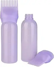 THSTOIC Hair Oil Applicator - 2 Pack 6 Ounce Root Comb Applicator Bottle, Squeeze Hair Oil Bottle with Comb for Scalp, Dye, Braids (Purple)