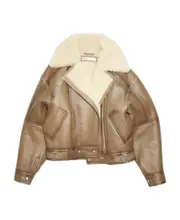 Acne Studios Double-Breasted Zip-Up Jacket EU36,EU40 Brown/Light camel