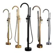Bathtub Faucet Floor Mount Freestanding Bath Tub Filler Mixer Taps Brass, 360 Swivel High Arc Spout Standing Shower Clawfoot Tub with Handheld Shower Mixer Tap
