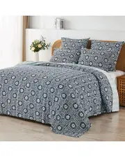 Mlange Home Hand-Stitched Flower Burst Kantha Coverlet