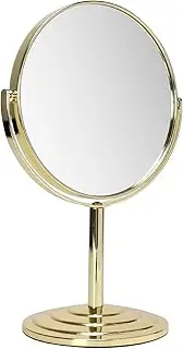 Wtrgas 1X 3X Magnifying Makeup Mirror Vanity Mirror for Tabletop Desk, Gold Standing Bathroom Cosmetic Mirror, Portable Double Sided Magnification Mirror