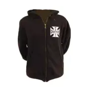 Sweatshirt With Cap & Zip Wcc Maltese Cross Black, L