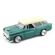 Motormax 1:24 Scale 1955 Chevy Bel Air Nomad Green White Diecast Car Model