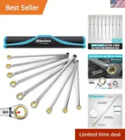 Extra Long Metric Ratcheting Wrench Set 9-Piece Chrome Vanadium Steel